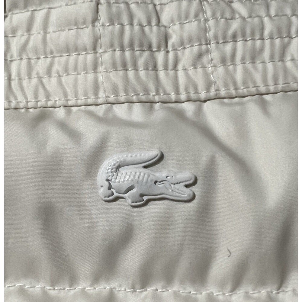 Lacoste Jacket Women's 38 Beige Quilted Puffer Full Zip and Button Stand Collar